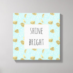 Chique Mint en gouden diamant glanzen helder Canvas Afdruk