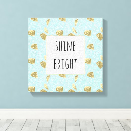 Chique Mint en gouden diamant glanzen helder Canvas Afdruk (Insitu (Houten vloer))