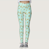 Chique Mint en Gouden Diamanten Leggings (Voorkant)