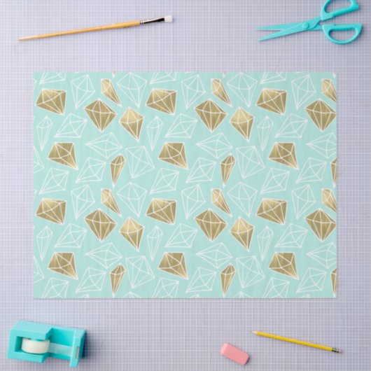 Chique Mint en Gouden Diamanten Tissuepapier (Craft)