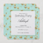 Chique Mint en Gouden Diamanten Verjaardag Kaart (Voorkant / Achterkant)