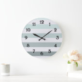 Chique Mint en Witte Strepen Grote Klok (Huis)