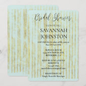 Chique Mint Glam Gold Stripes Vrijgezellenfeest Kaart (Voorkant / Achterkant)