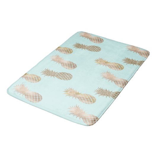 Chique Mint Goud Glam Ananas Badmat (Gekanteld)