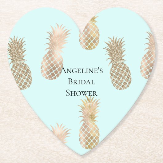 Chique Mint Goud Glam Ananas Kartonnen Onderzetters (Voorkant)