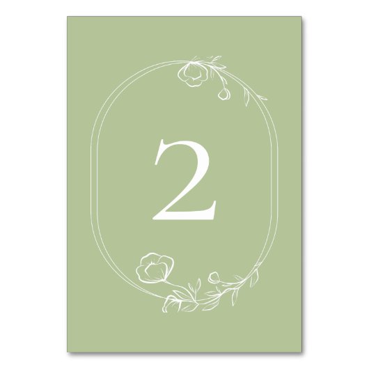 Chique Mint Groen Bloemen Tafel Nummer Kaart (Achterkant)