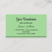 Chique Mint Groen Zwart Strepen Professioneel Stij Visitekaartje (Achterkant)