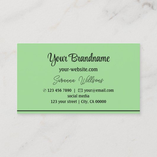 Chique Mint Groen Zwart Strepen Professioneel Stij Visitekaartje (Achterkant)