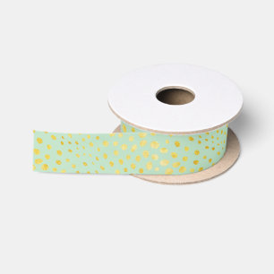 Chique mint nep goud glinster luipaardprint monogr satijnen lint