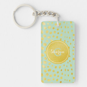 Chique mint nep goud glinsterend luipaardprint mon sleutelhanger