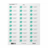 Chique Mint & Turquoise Grote Stippen Monogrammed Etiket (Full Sheet)