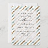 Chique Mint Wit Goud Glitter Strepen Bruiloft Kaart (Voorkant)