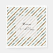 Chique Mint Wit Goud Glitter Strepen Bruiloft Servet (Voorkant)