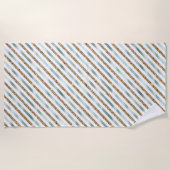 Chique Mint Wit Goud Glitter Strepen Strandlaken (Voorkant)