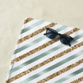 Chique Mint Wit Goud Glitter Strepen Strandlaken (In situ)