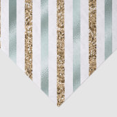 Chique Mint Wit Goud Glitter Strepen Tissuepapier (Detail)