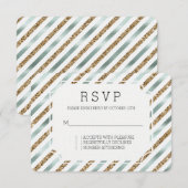 Chique Mint Wit Goud Glitter Wedding RSVP Kaartje (Voorkant / Achterkant)