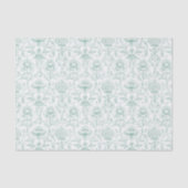 Chique Mint Witte Bloemige Bruiloft Tissuepapier (Voorkant)