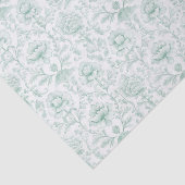 Chique Mint Witte Bloemige Bruiloft Tissuepapier (Detail)