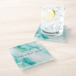 Chique mint witte gouden bruidsdouche glazen onderzetter