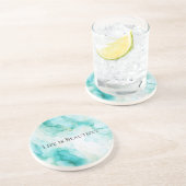 Chique Mint Witte Gouden Bruiloftsfeest Zandsteen Onderzetter (Zijkant)