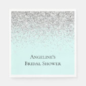 Chique Mint Zilver Glitter Bruiloft Borrel Servet (Voorkant)