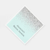 Chique Mint Zilver Glitter Bruiloft Borrel Servet (Hoek)