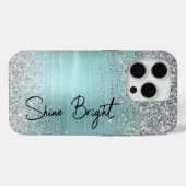 Chique Mint Zilver Glitter Sparkle Case-Mate iPhone Case (Achterkant (horizontaal))
