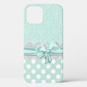 Chique Mintgroene Damast iPhone Case-Mate iPhone Case (Achterkant)