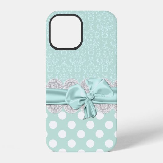Chique Mintgroene Damast iPhone Hoesje (Achterkant)