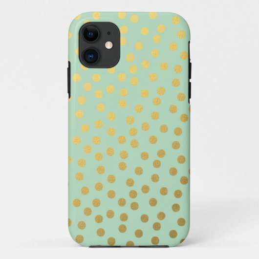 Chique mintgroene gouden stippen Case-Mate iPhone case (Achterkant)