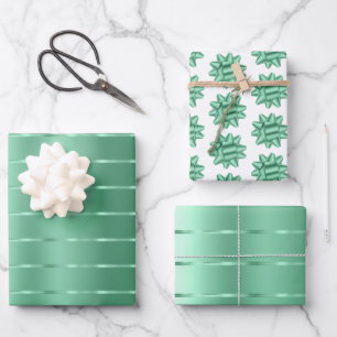 Chique mintgroene linten strik bruidsdouche inpakpapier vel