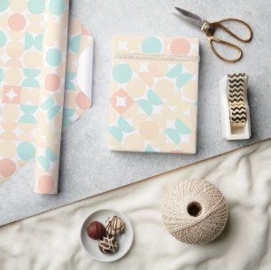 Chique Mintgroene Pastel Koraal Cirkels Kunstpatro Cadeaupapier