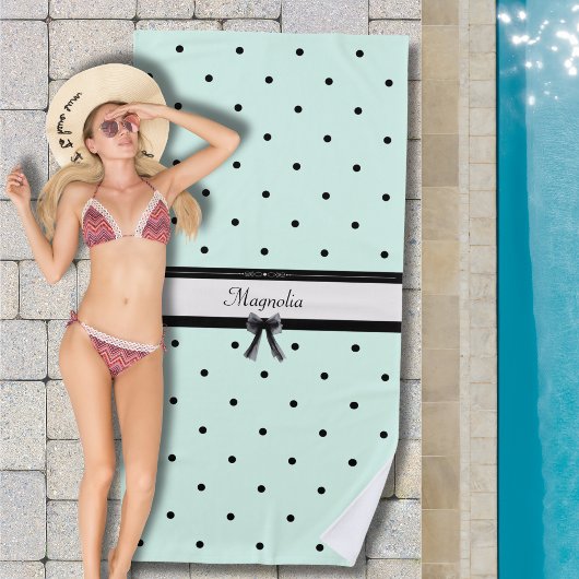 Chique Mintgroene Stip Monogram Boutique Strandlaken