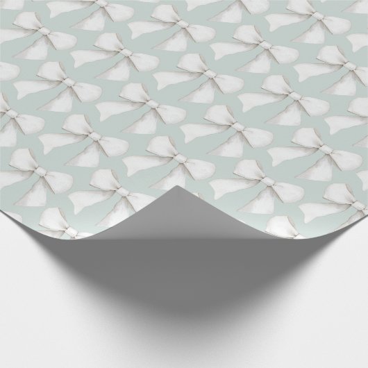 Chique mintgroene witte harten bruidsdouche cadeaupapier (Hoek)