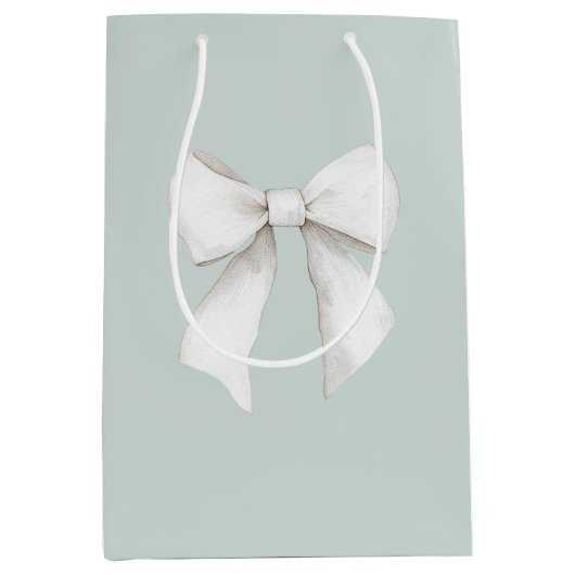 Chique mintgroene witte harten bruidsdouche medium cadeauzakje (Voorkant)