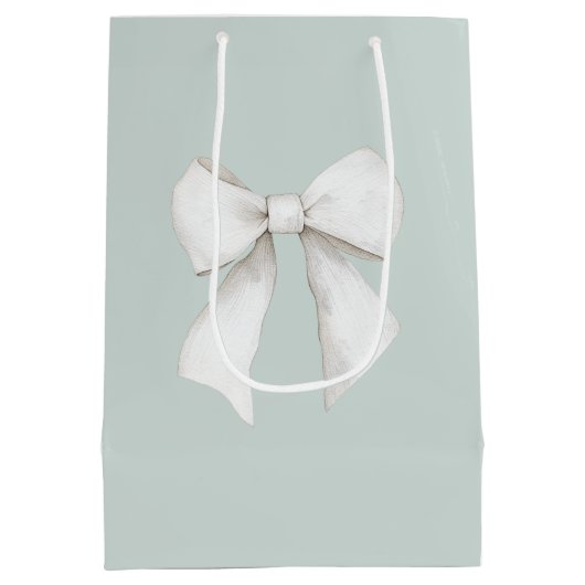 Chique mintgroene witte harten bruidsdouche medium cadeauzakje (Achterkant)