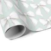 Chique Mintgroene Witte Harten Bruiloftsfeest Cadeaupapier (Rol Hoek)