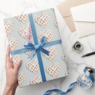 Chique mintgroene witte harten en strikken bruidsf cadeaupapier