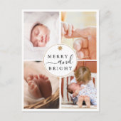 Chique Modern 4 Foto Vrolijk & Helder Kerstmis Feestdagenkaart (Voorkant)