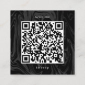 Chique modern abstract zwart marmer informatiekaartje (Achterkant)