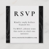 Chique modern abstract zwart marmer informatiekaartje (Voorkant)