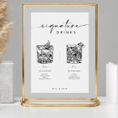 Chique Modern Bar Signature Drinken Trouwbord Poster