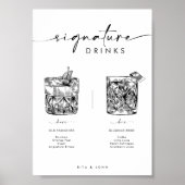 Chique Modern Bar Signature Drinken Trouwbord Poster (Voorkant)