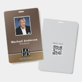 Chique modern bedrijfsfoto logo Qrcode bruin badge (Voor- en achterkant)