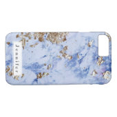 Chique Modern blauw gouden marmer gepersonaliseerd Case-Mate iPhone Case (Achterkant (Horizontaal))