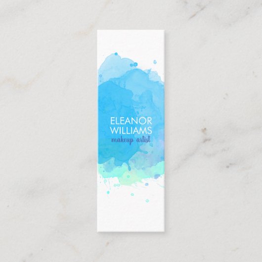 Chique Modern Blauw Waterverf Blot Square Mini Visitekaartje (Voorkant)