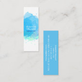 Chique Modern Blauw Waterverf Blot Square Mini Visitekaartje (Voorkant / Achterkant)