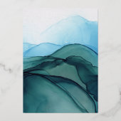 Chique Modern Blue Waterverf Save the Date Gold Folie Uitnodiging (Achterkant)