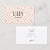 Chique Modern Blush Roze Geometrisch Patroon Busin Visitekaartje (Voorkant / Achterkant)